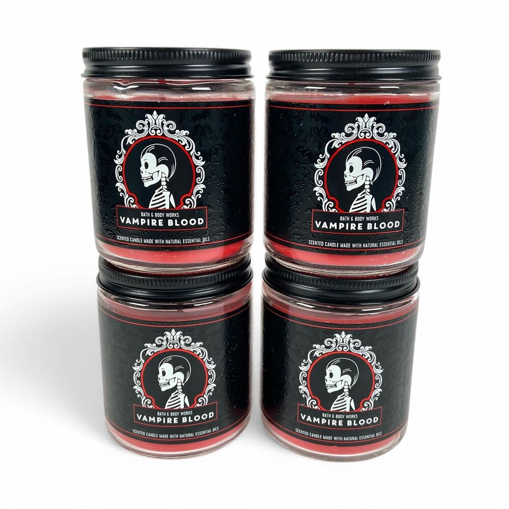 Vampire Blood Single Wick Candle Bath and Body Works 7oz Halloween Lot of 4